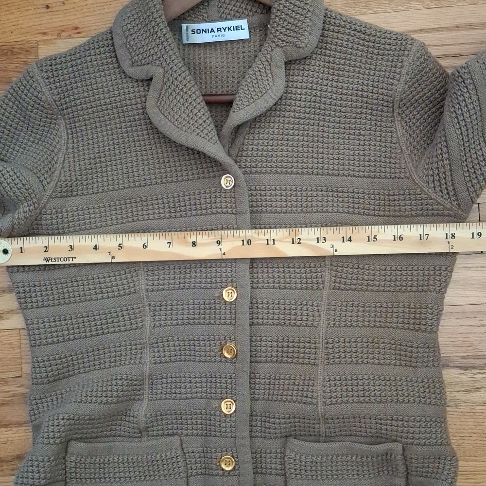 Sonia Rykiel Brown Taupe Textured Knit Button Cardigan_1 - Picture 7 of 7
